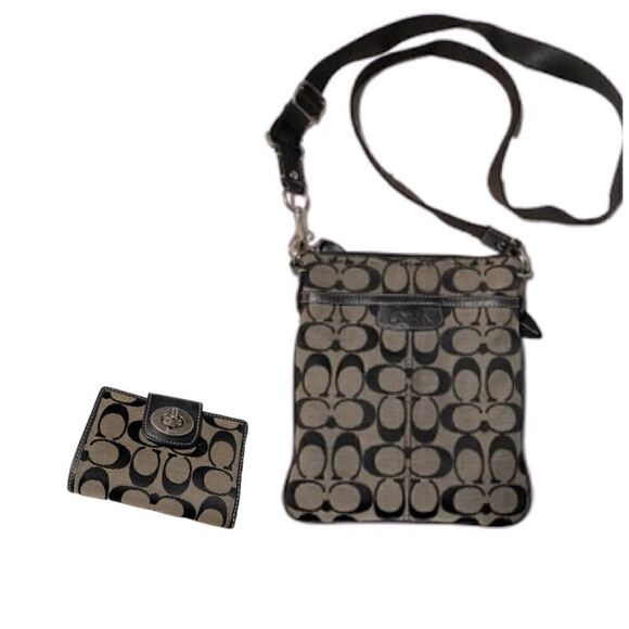 Coach Signature Crossbody AND Wallet - Picture 1 of 13